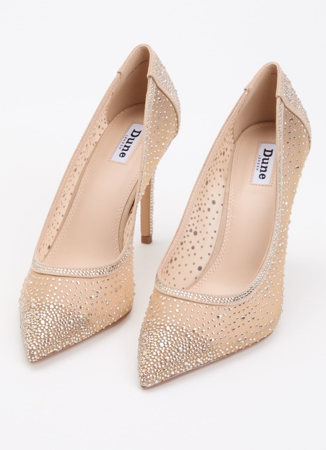 Dune London Brightest pump van mesh met strass - detail 2 oudroze