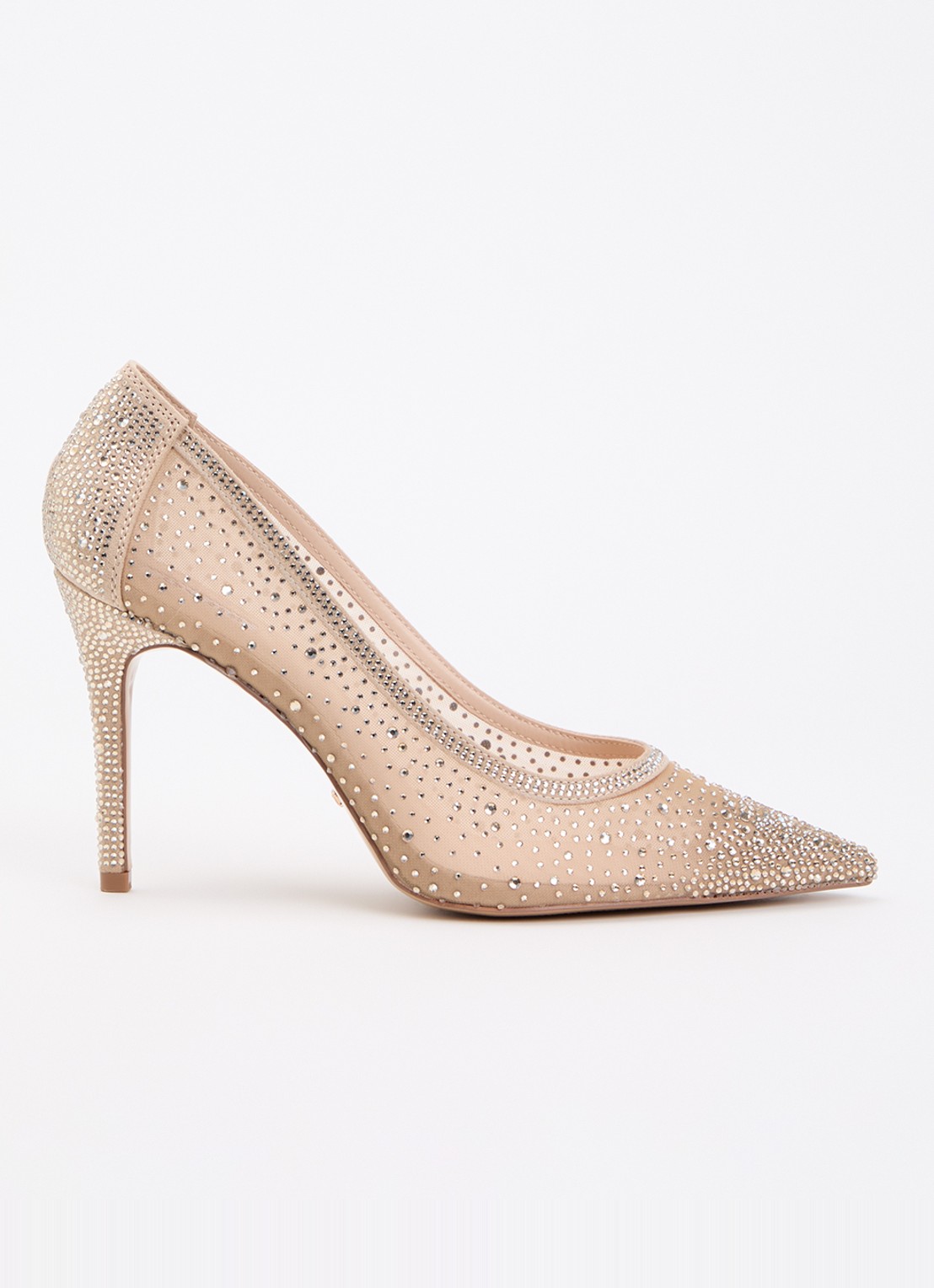 Dune London Brightest pump van mesh met strass - voorkant oudroze