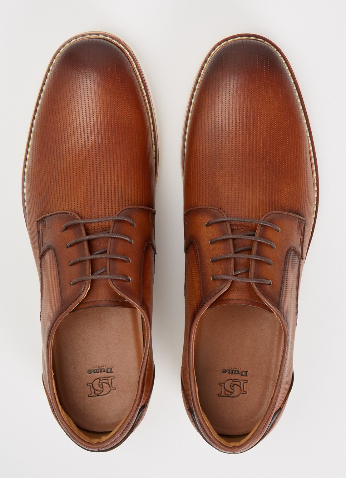 Dune London Brinny veterschoen van leer - detail 2 oranjebruin