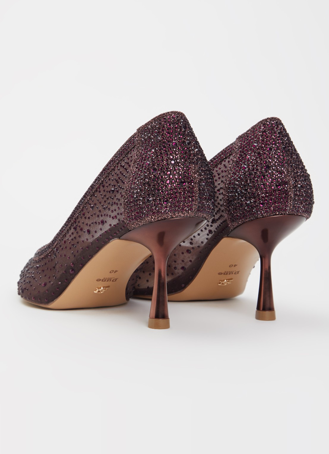 Dune London Brivelle pump van mesh met strass - achterkant 5 bordeauxrood
