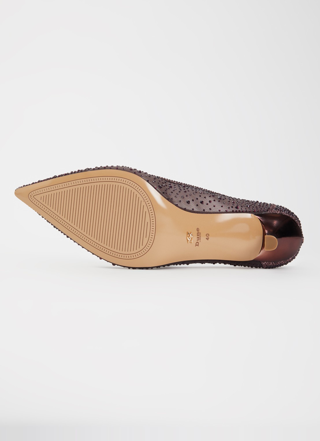 Dune London Brivelle pump van mesh met strass - detail 4 bordeauxrood