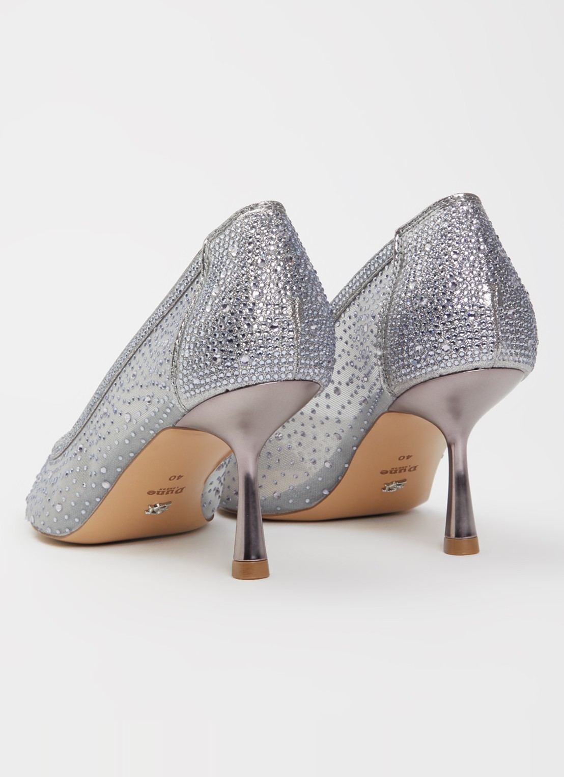 Dune London Brivelle pump van mesh met strass - achterkant 5 grijs