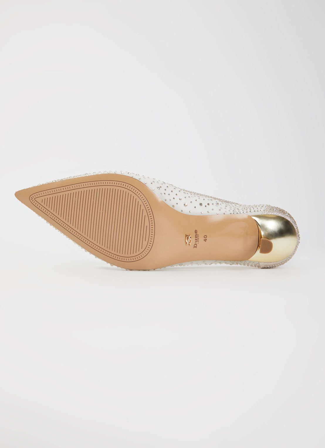 Dune London Brivelle pump van mesh met strass - detail 3 goud