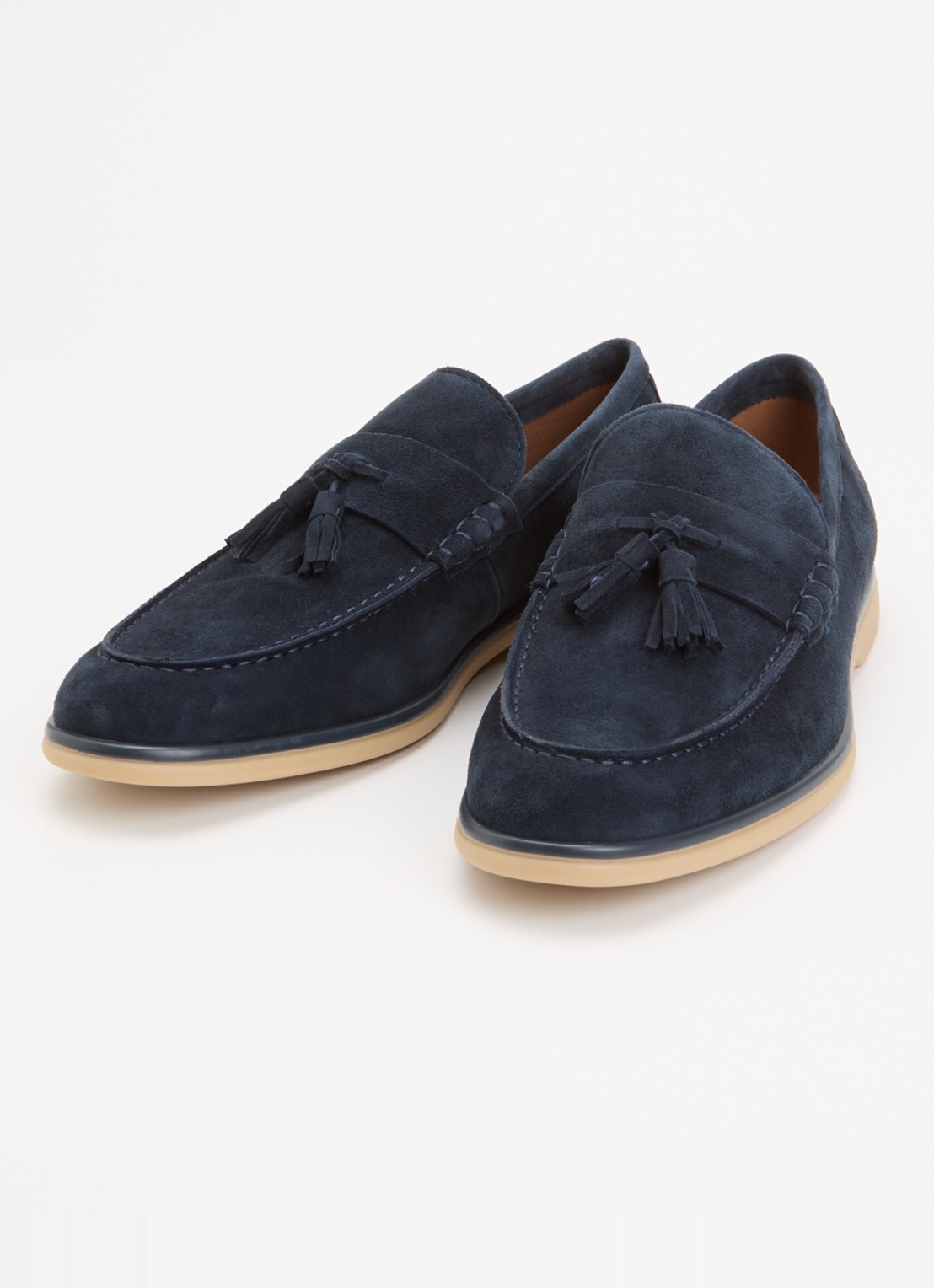 Dune London Broddi loafer van suède - detail donkerblauw