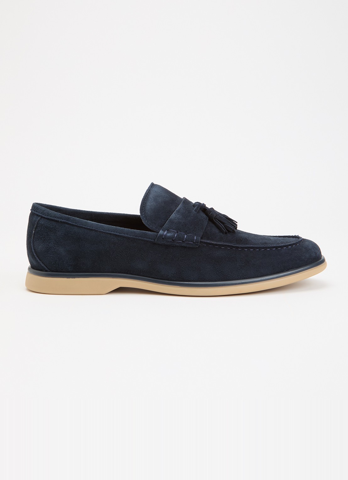 Dune London Broddi loafer van suède - voorkant 5 donkerblauw