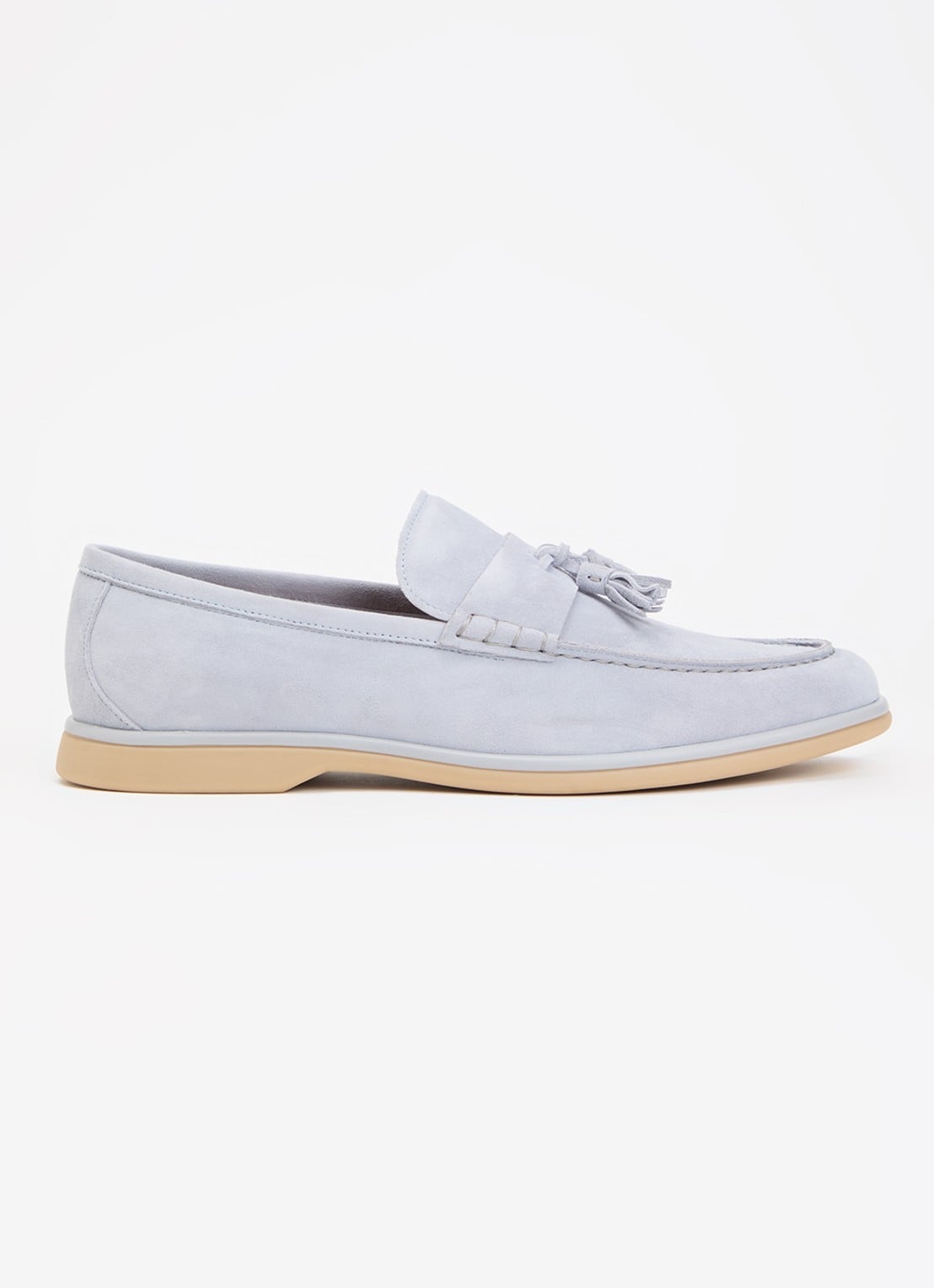 Dune London Broddi loafer van suède - voorkant 2 lichtblauw