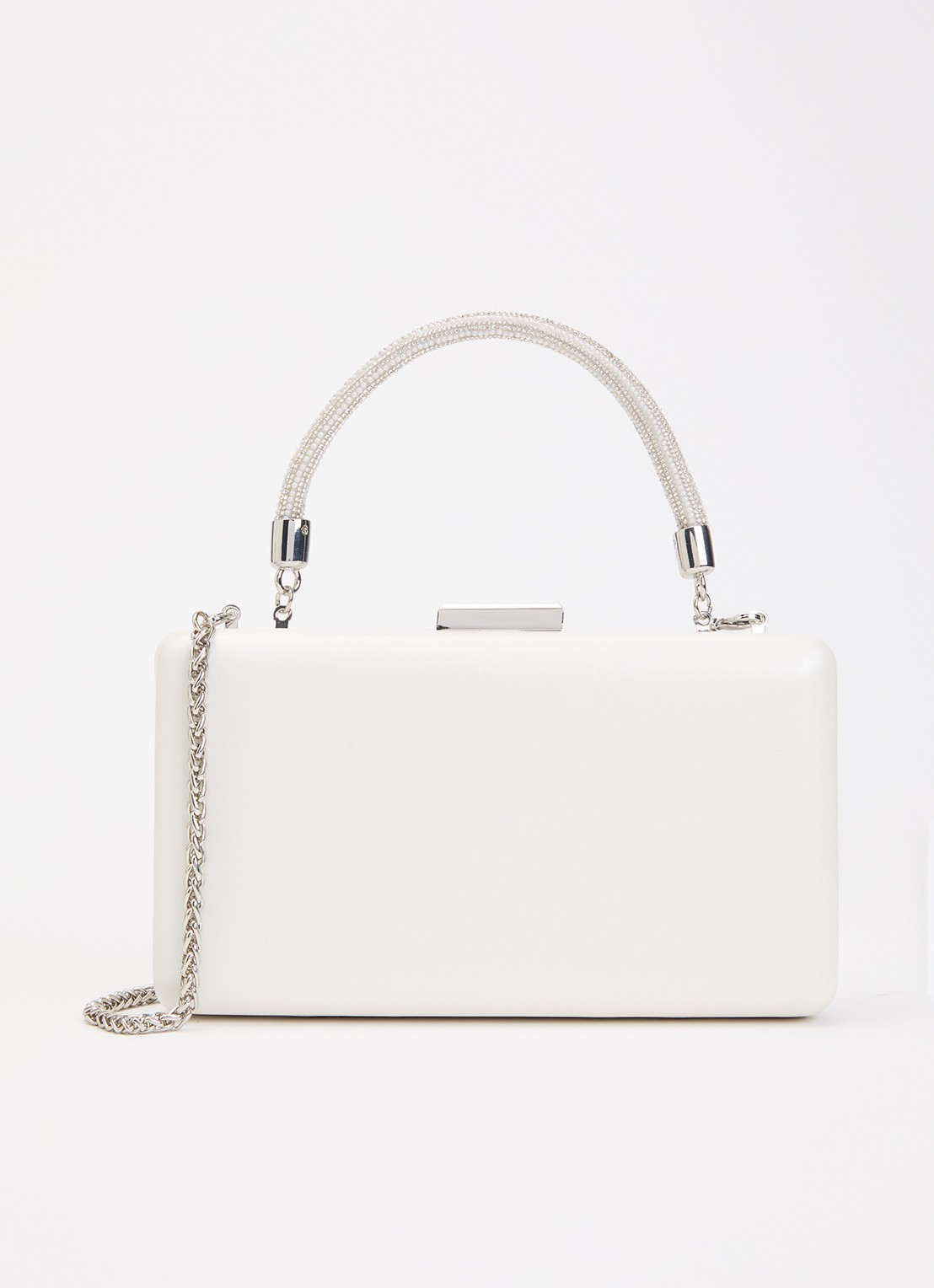 Dune London Brunch clutch met afneembare schouderriem - voorkant 2 wit