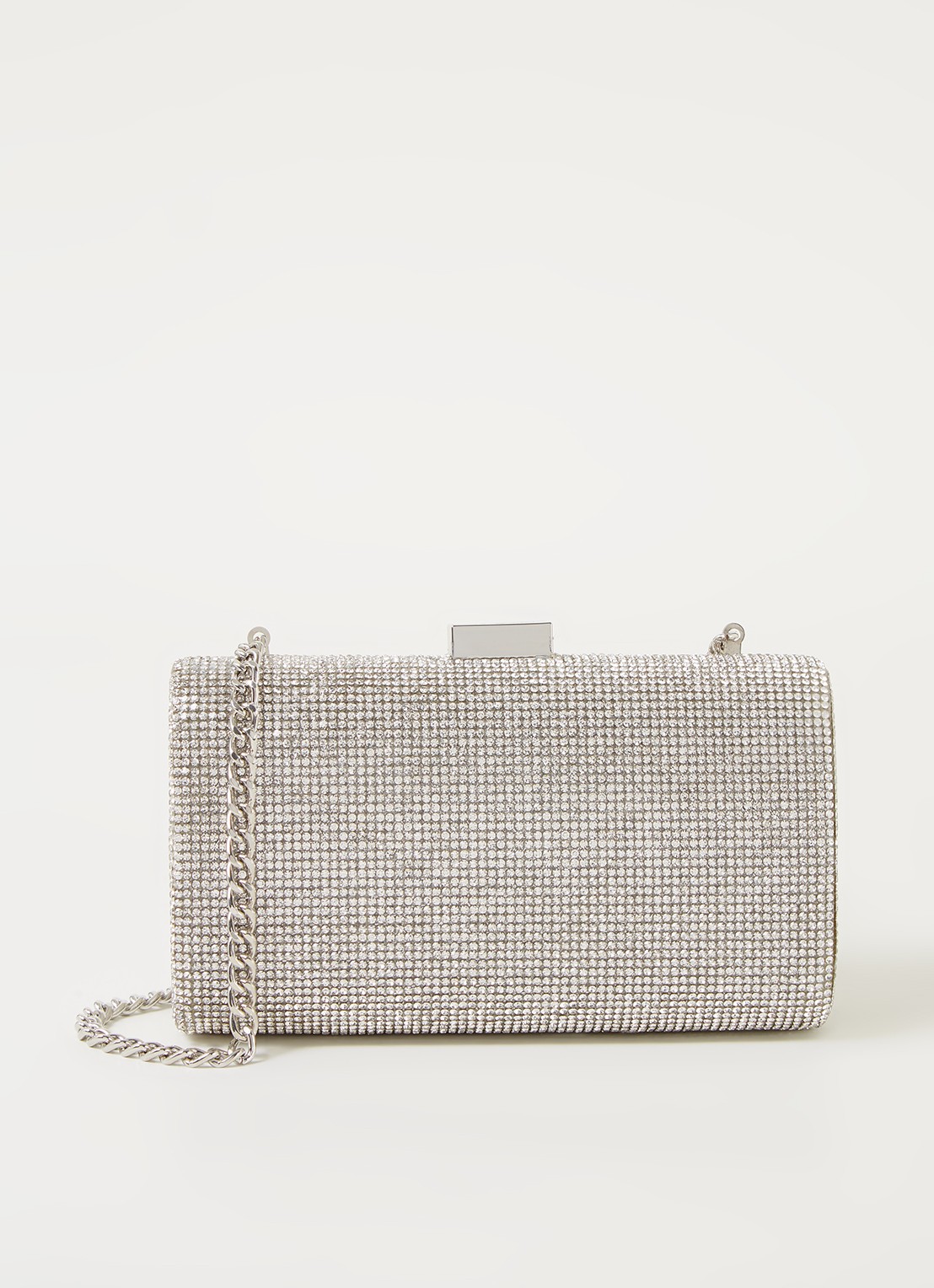 Dune London Bryannies clutch met strass - voorkant zilver