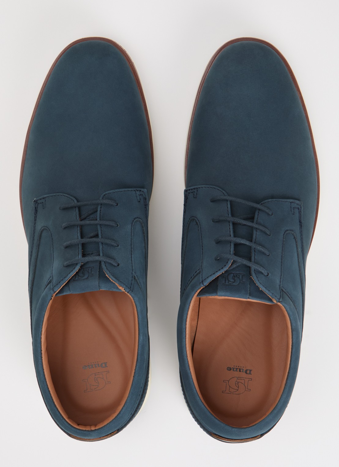 Dune London Brydon veterschoen van leer - detail 3 blauw