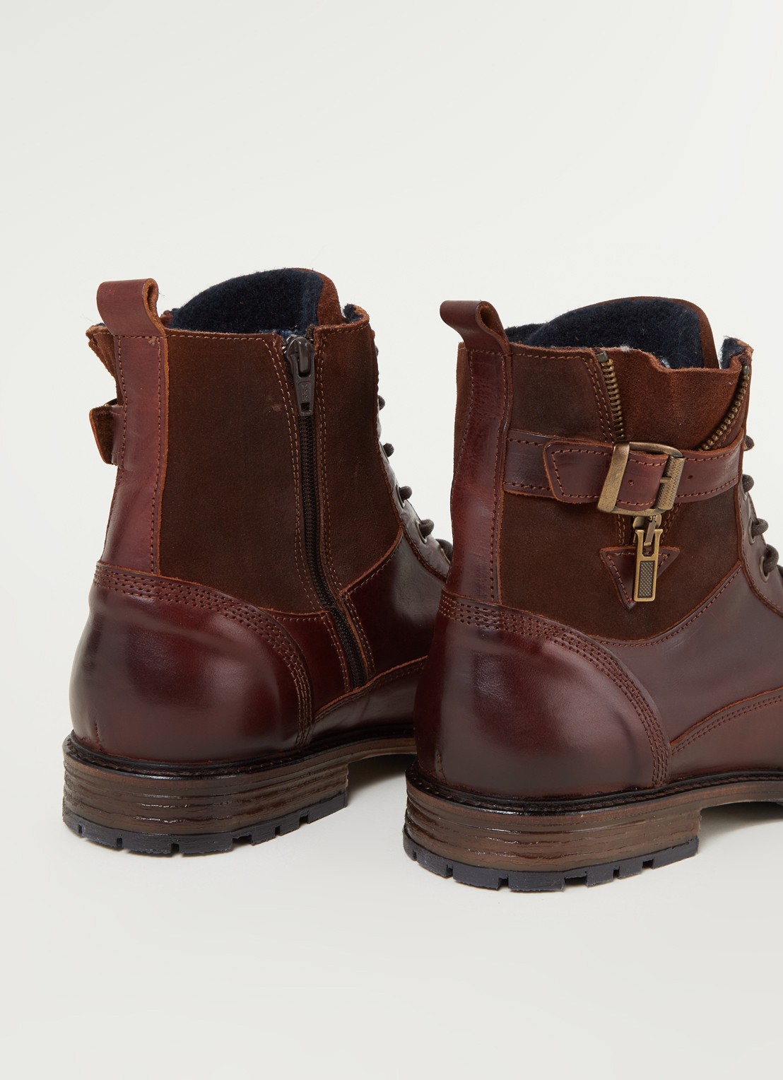 Dune London Call veterboot van leer met suède details - detail 2 donkerbruin