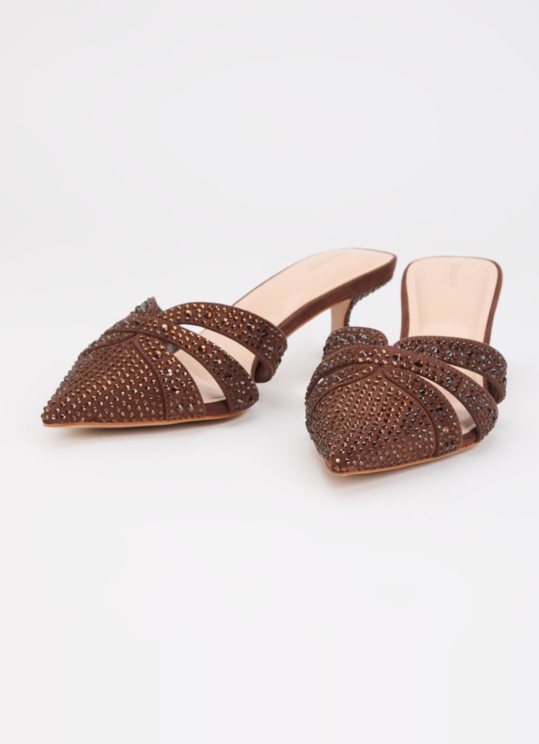 Dune London Calla muiltje met strass - detail 3 bruin