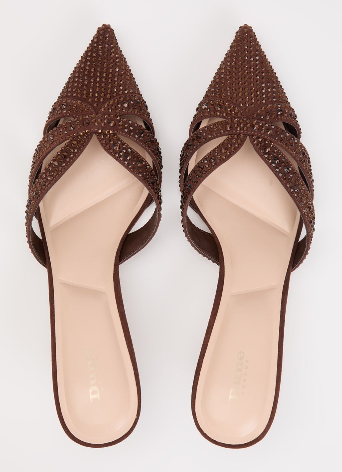 Dune London Calla muiltje met strass - detail 4 bruin