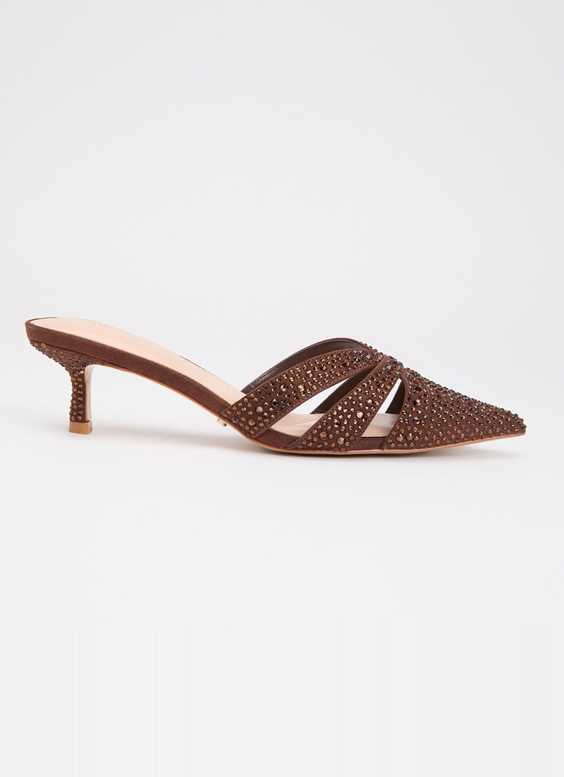 Dune London Calla muiltje met strass - voorkant 2 bruin