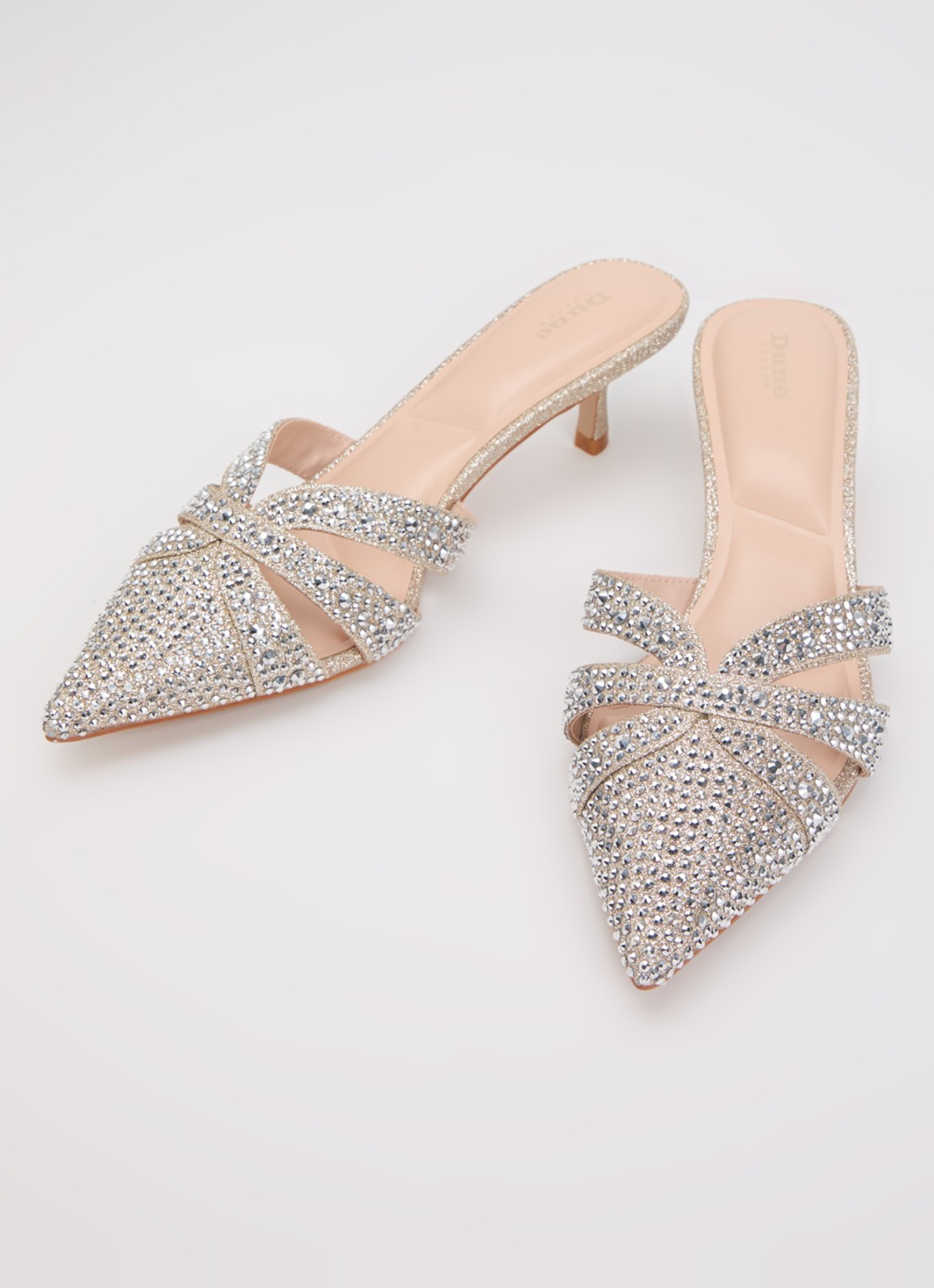 Dune London Calla muiltje met strass - detail 3 goud