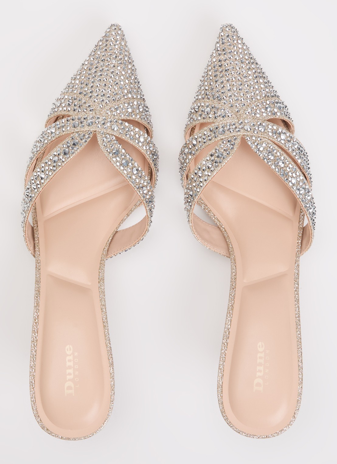 Dune London Calla muiltje met strass - detail 4 goud