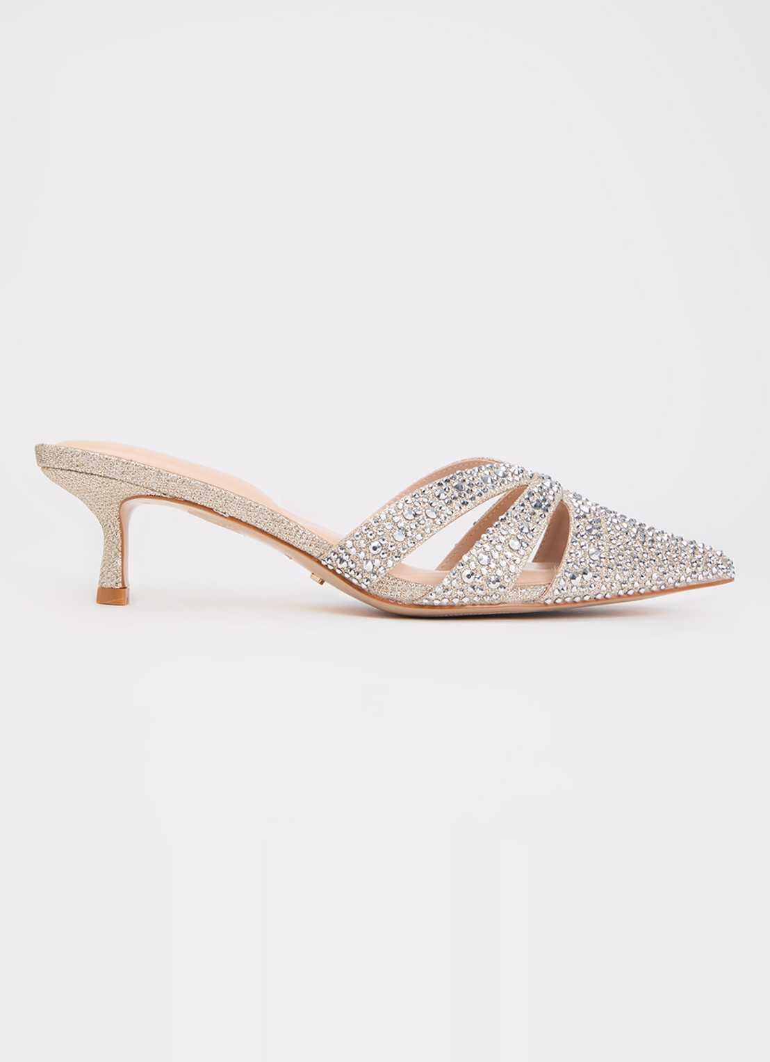Dune London Calla muiltje met strass - voorkant goud