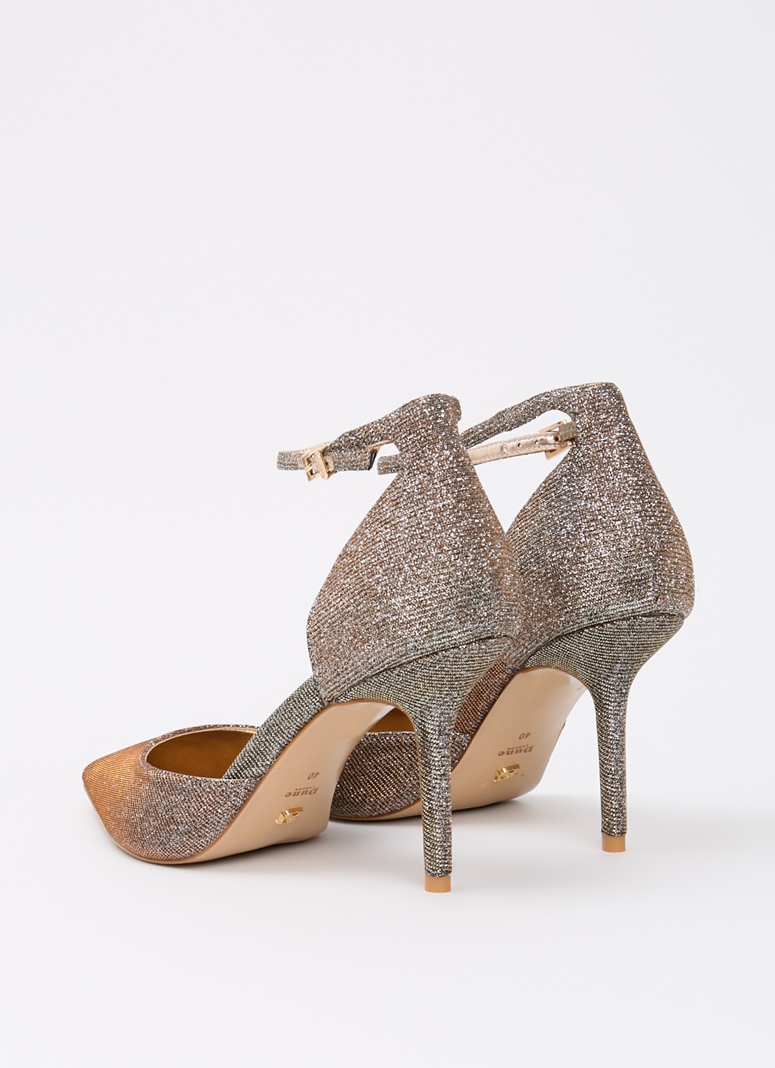 Dune London Calmness sandalette - achterkant 4 brons - textiel