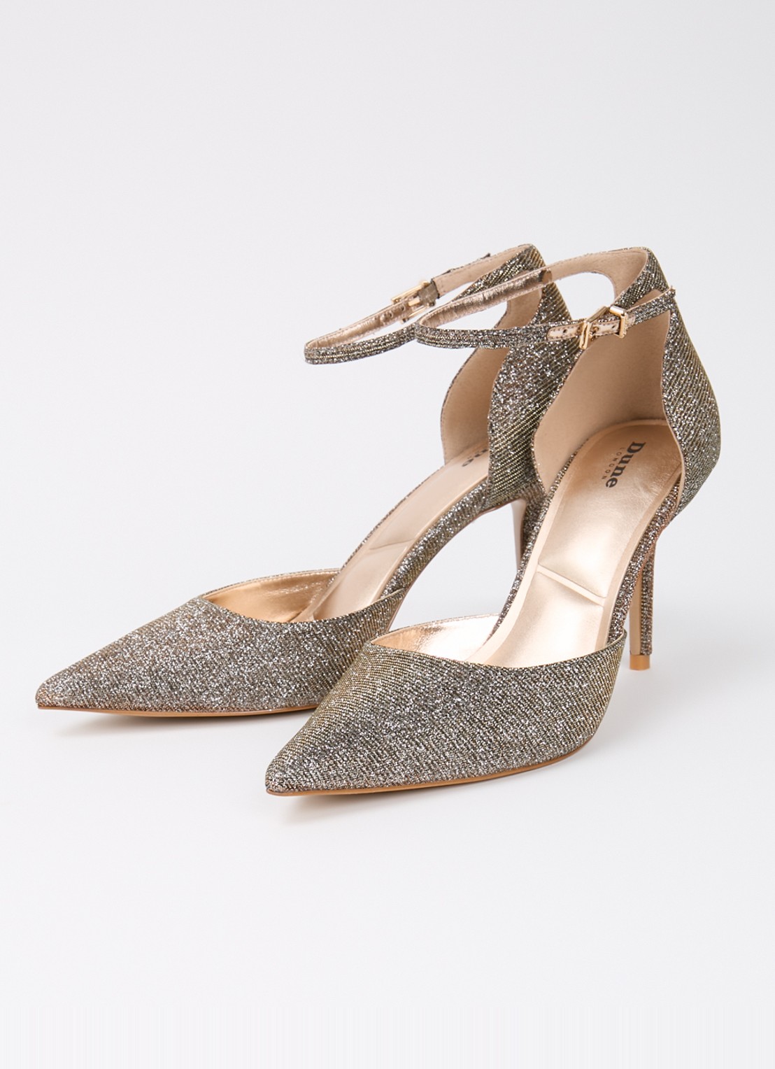 Dune London Calmness sandalette - detail brons - textiel