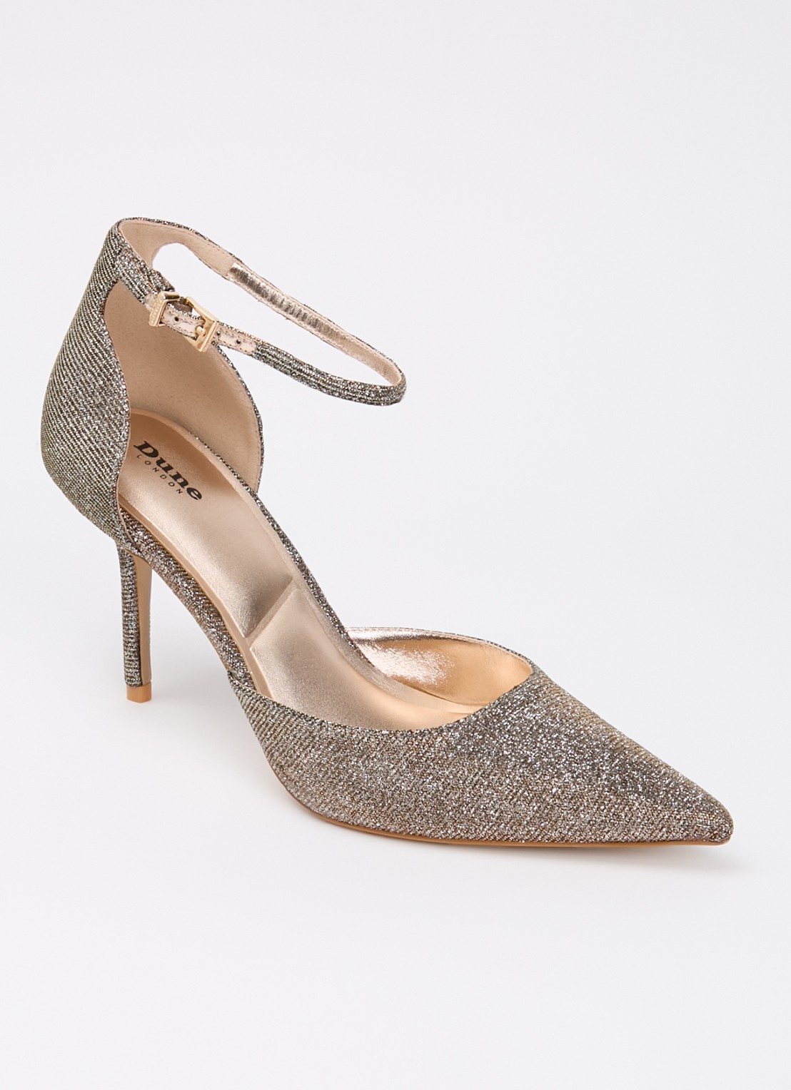Dune London Calmness sandalette - voorkant 5 brons - textiel