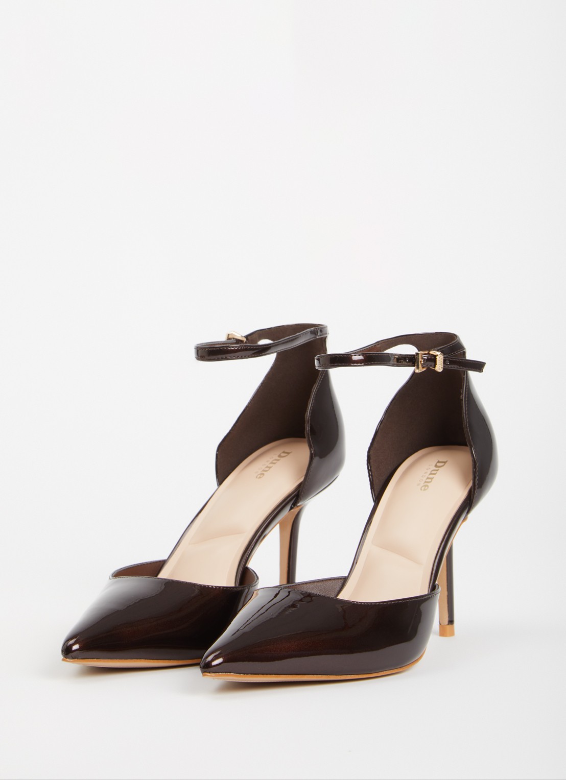 Dune London Calmness sandalette - detail 3 donkerbruin - lak