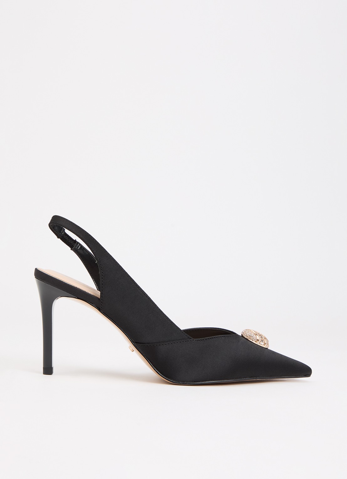 Dune London Camara slingback van satijn - voorkant 2 zwart
