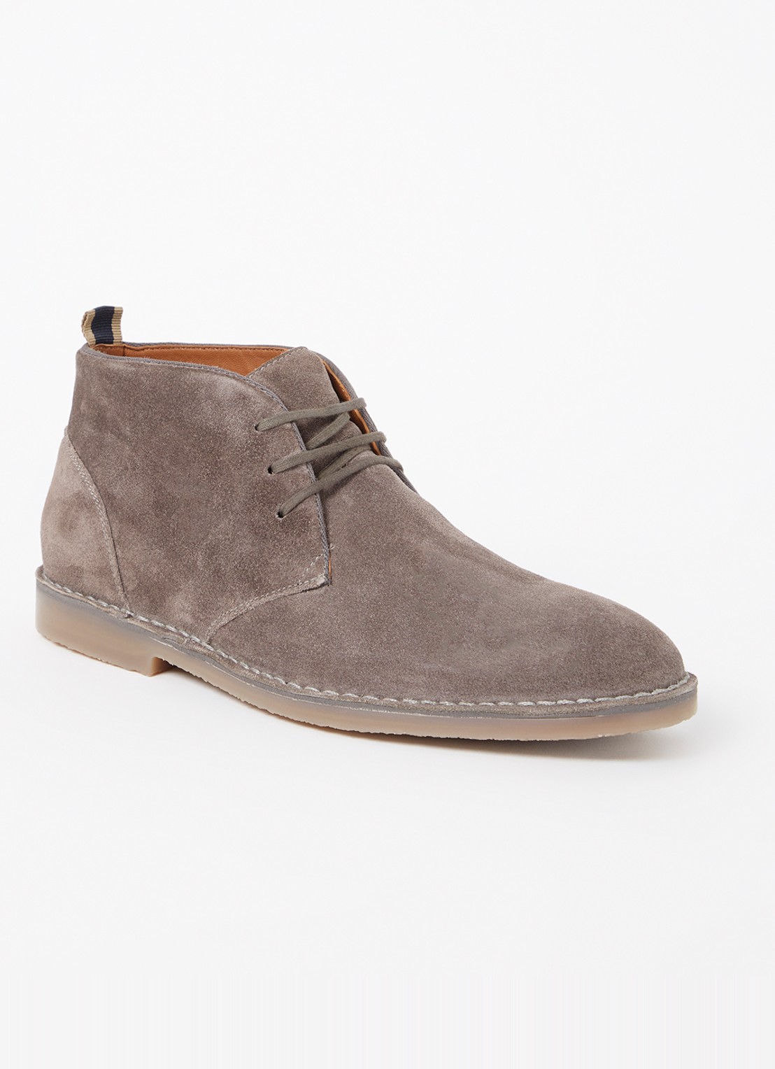 Dune London Cashed veterschoen van leer  - voorkant 5 taupe