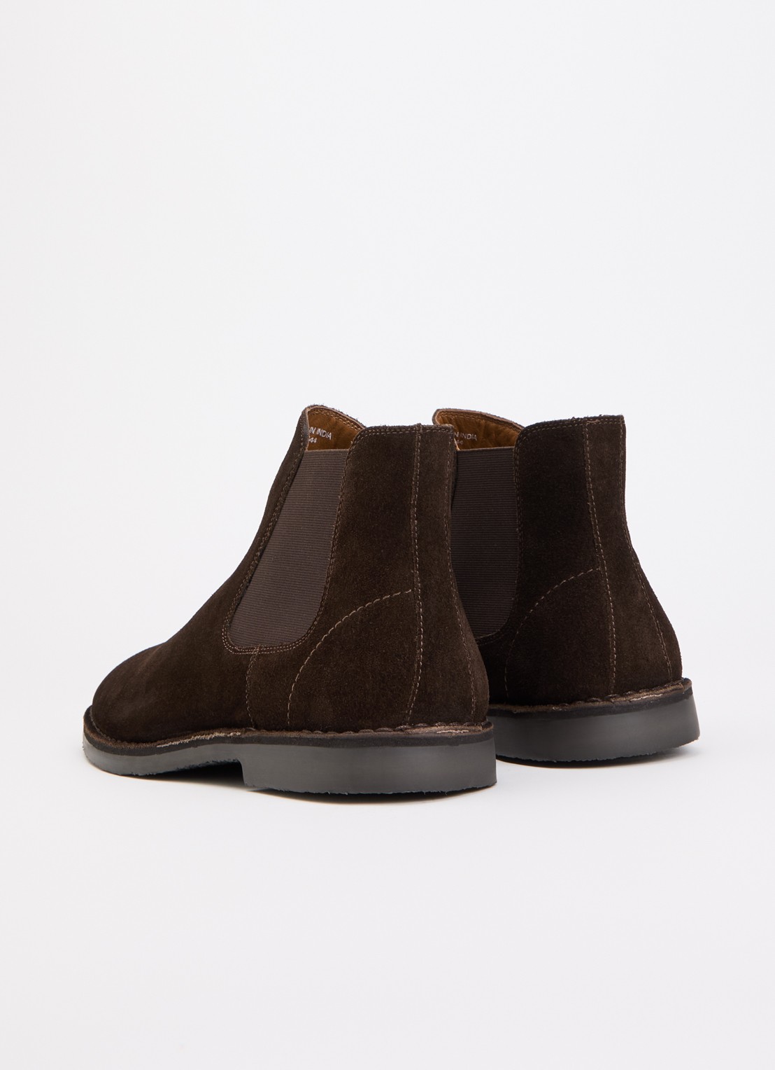 Dune London Cashy chelsea boot van suède - achterkant 3 donkerbruin