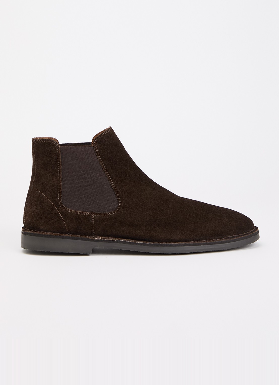Dune London Cashy chelsea boot van suède - voorkant 4 donkerbruin