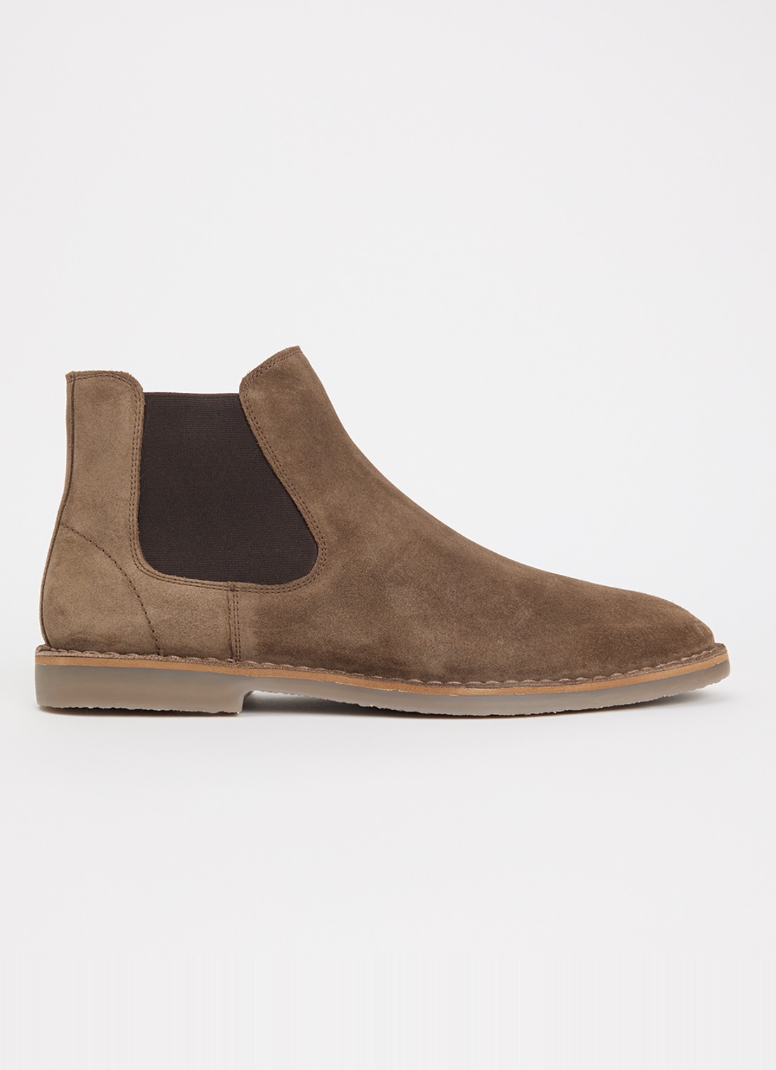 Dune London Cashy chelsea boot van suède - voorkant 3 lichtbruin