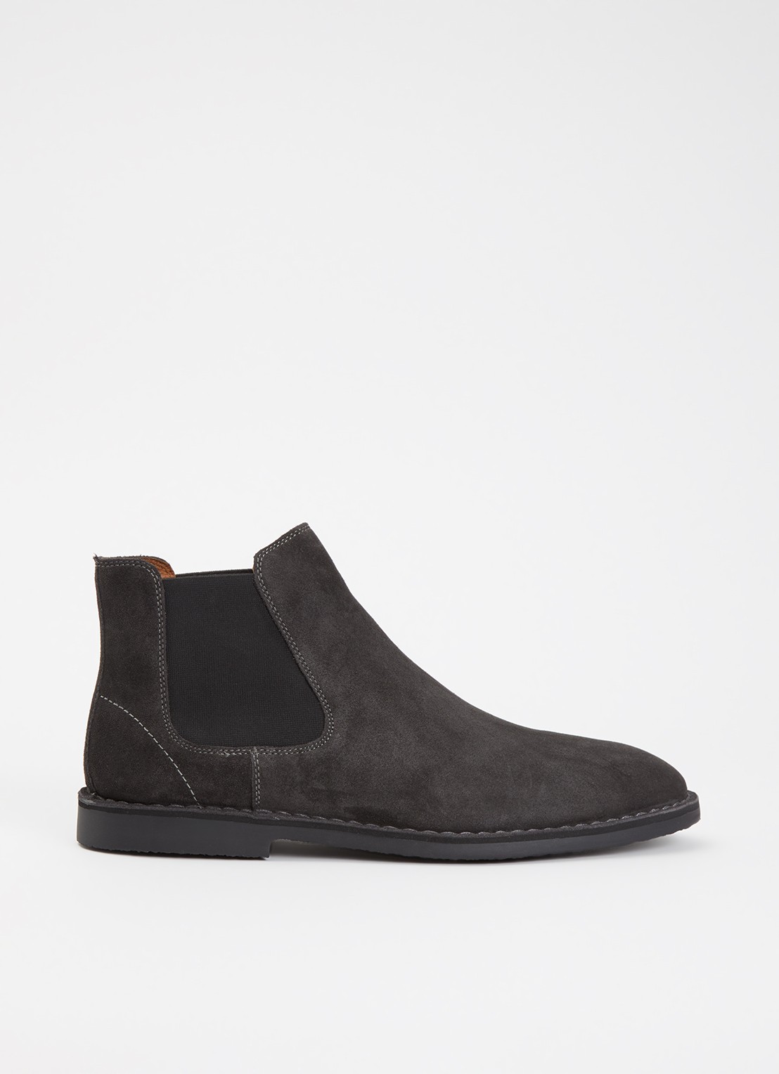Dune London Cashy chelsea boot van suède - voorkant grijs