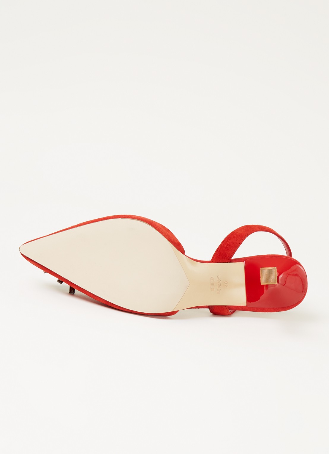 Dune London Casis slingback van leer met strass - detail 4 steenrood