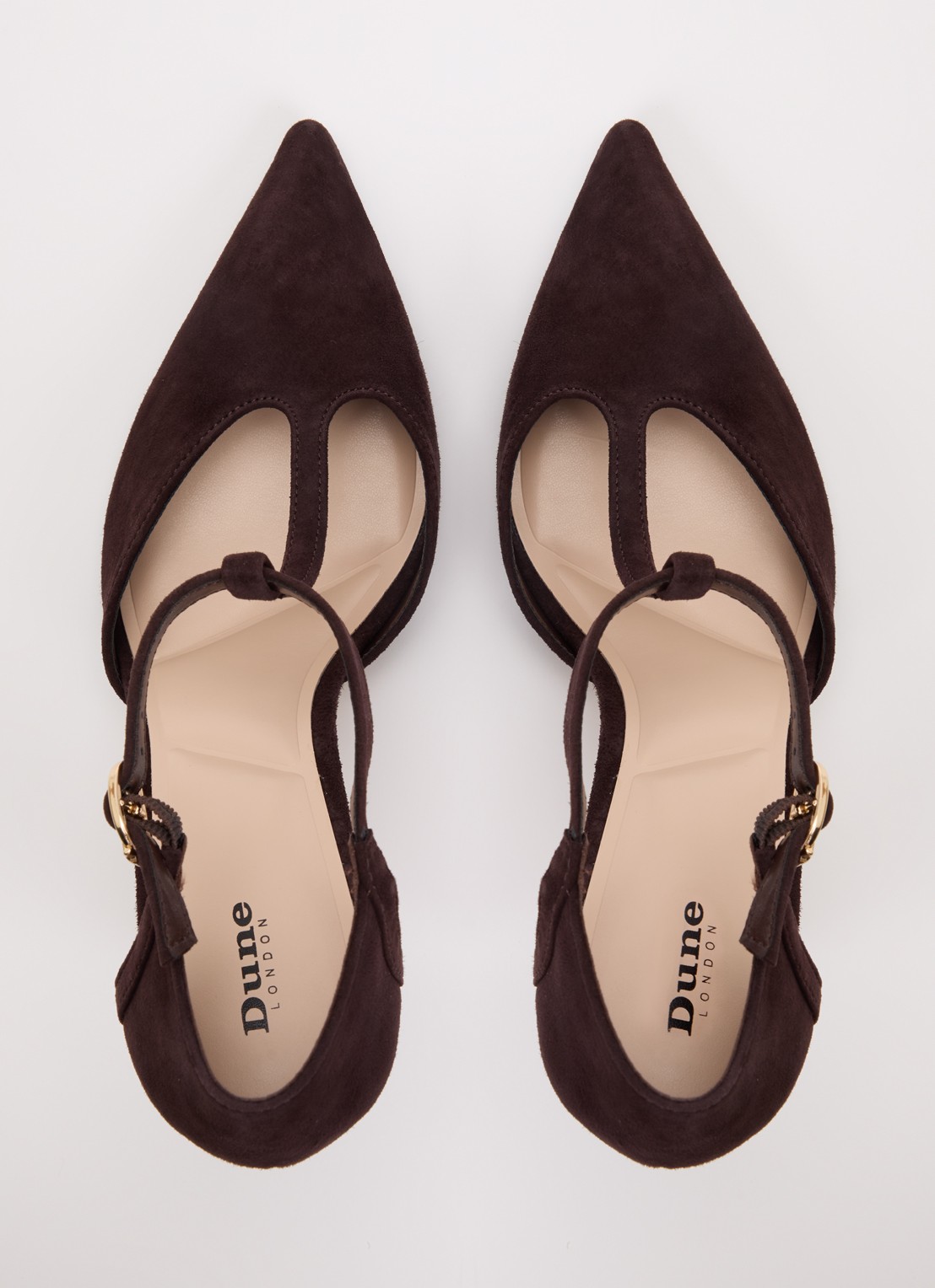 Dune London Castered pump met crocostructuur  - detail 2 donkerbruin