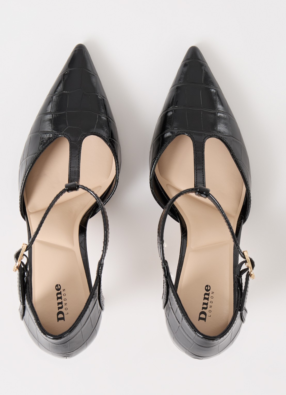 Dune London Castered pump met crocostructuur  - detail 2 zwart