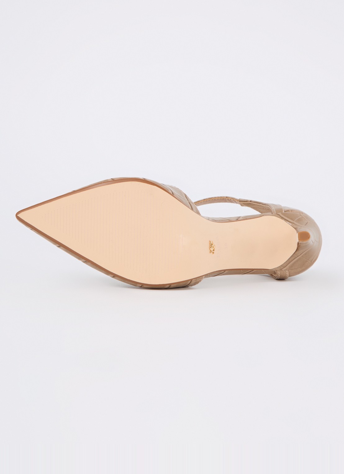 Dune London Castered pump met crocostructuur  - detail 5 donkerbeige