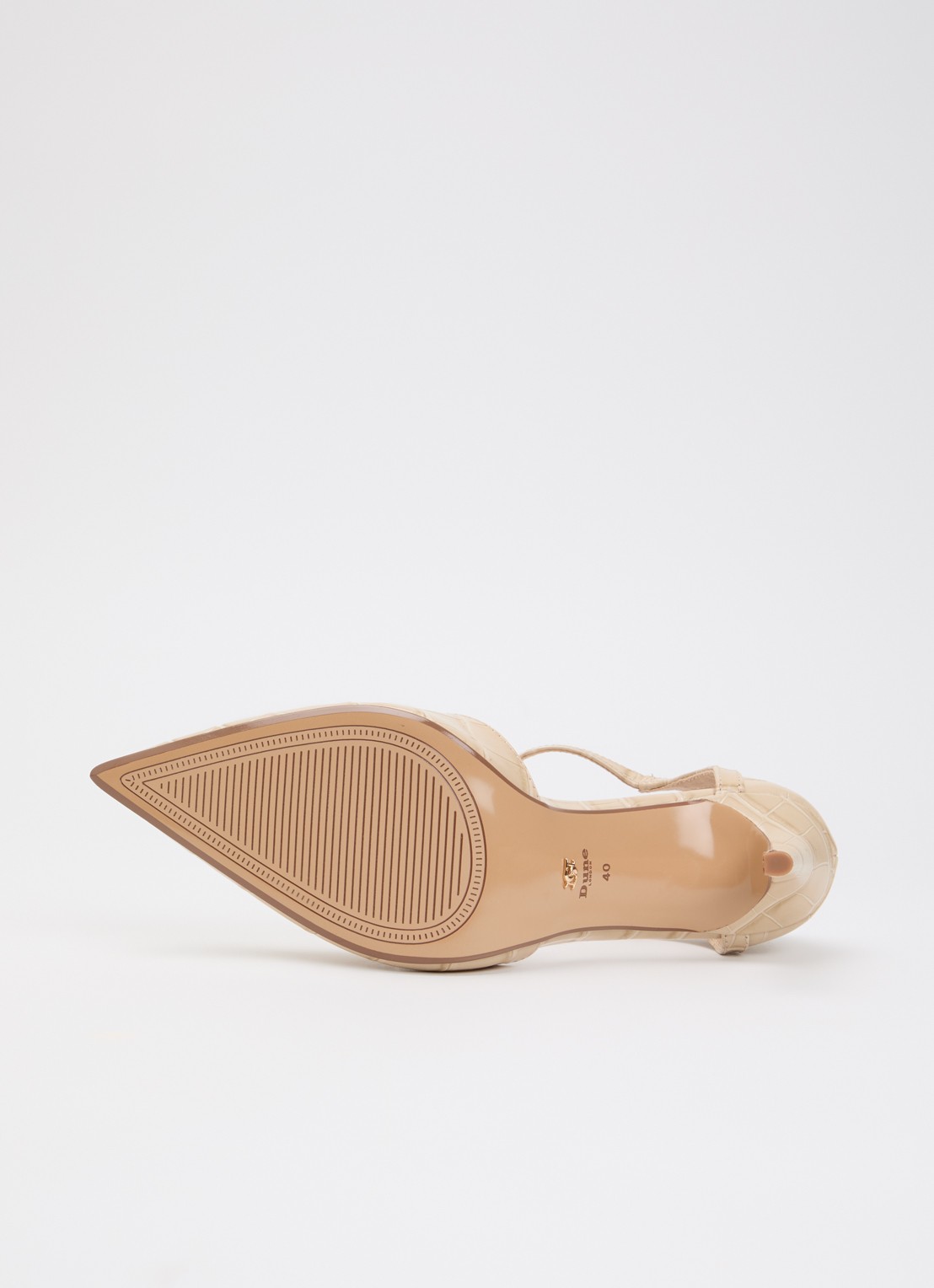 Dune London Castered pump met crocostructuur  - detail 5 zand