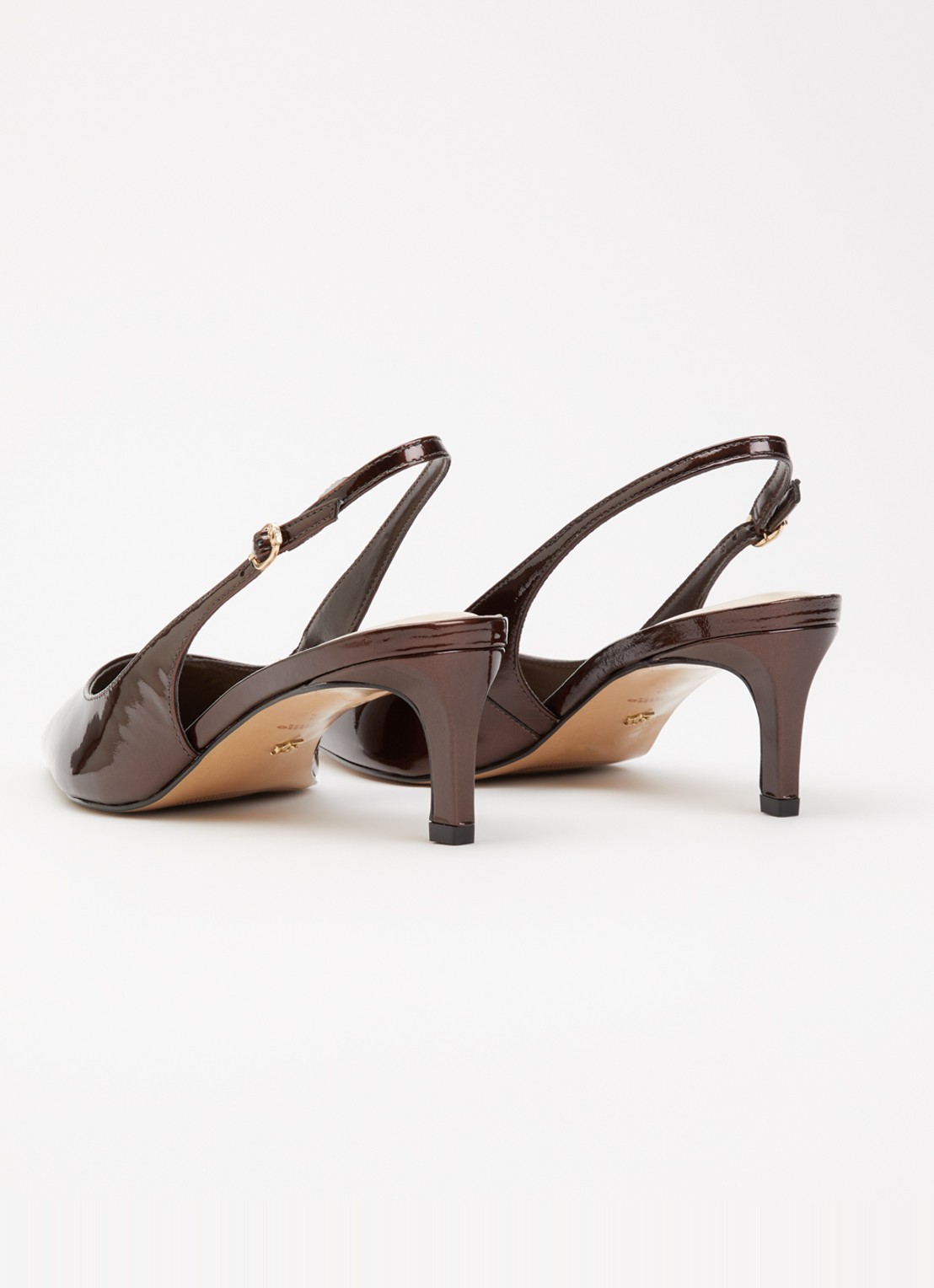 Dune London Celinna slingback van lakleer - achterkant donkerbruin