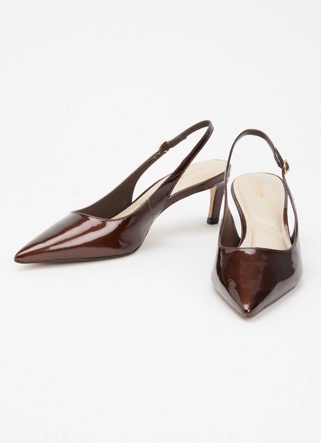 Dune London Celinna slingback van lakleer - detail 3 donkerbruin