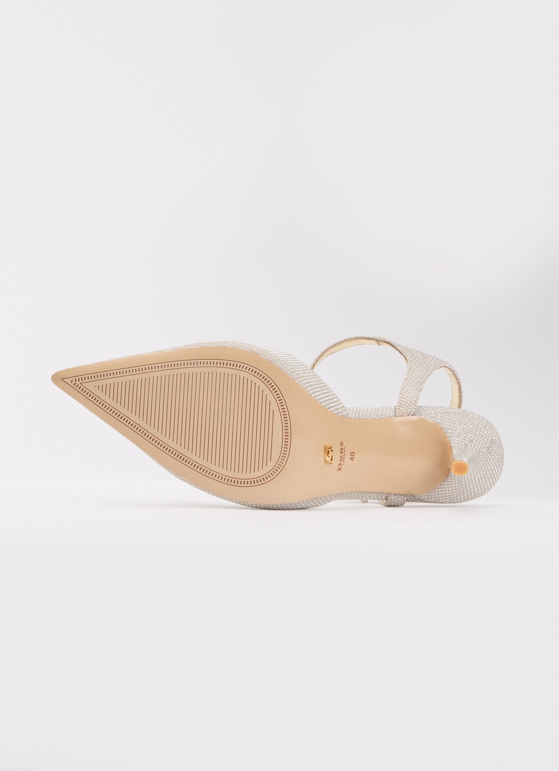 Dune London Channel sandalette met strass - detail 4 witgoud