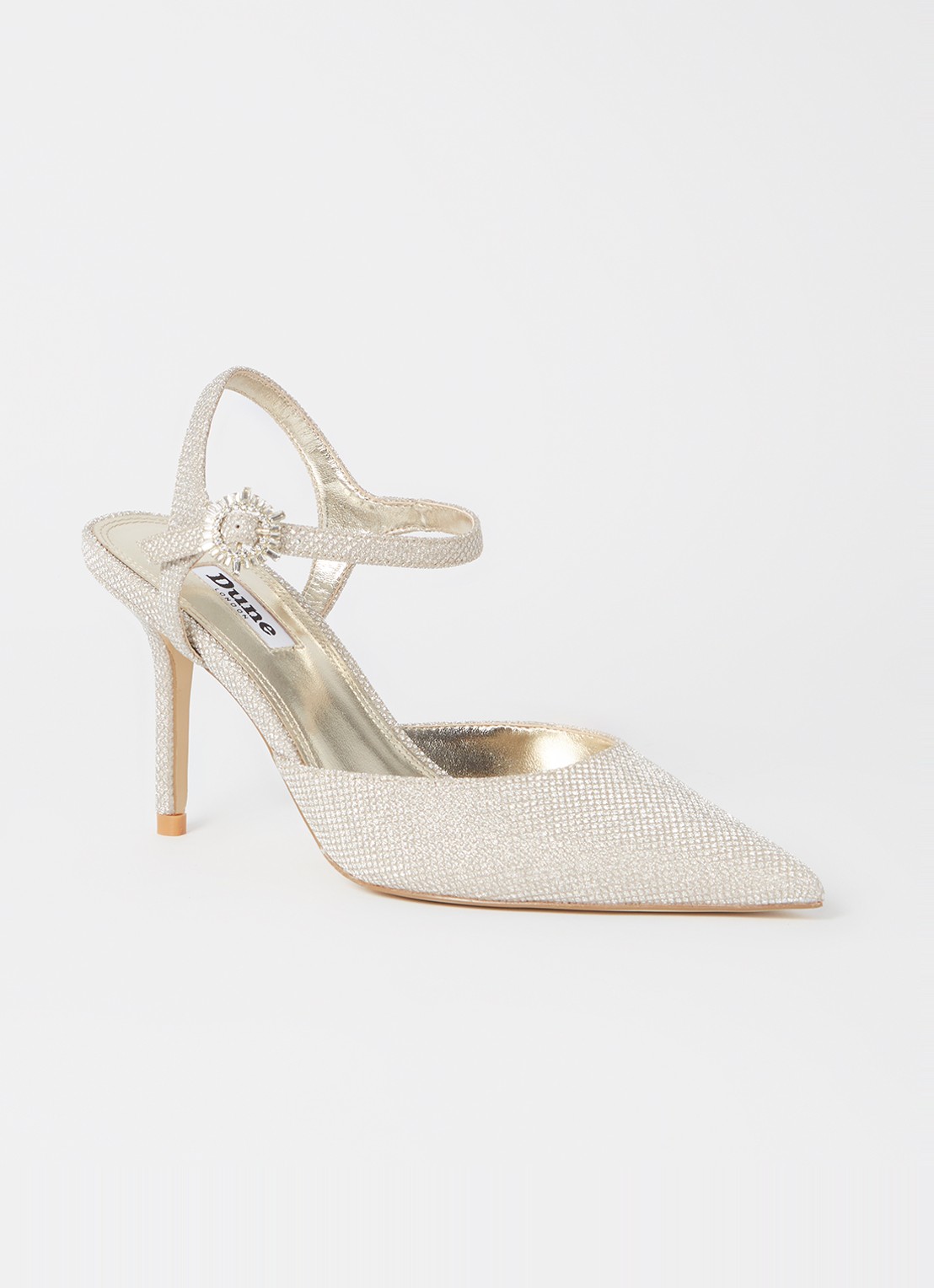 Dune London Channel sandalette met strass - voorkant zilver