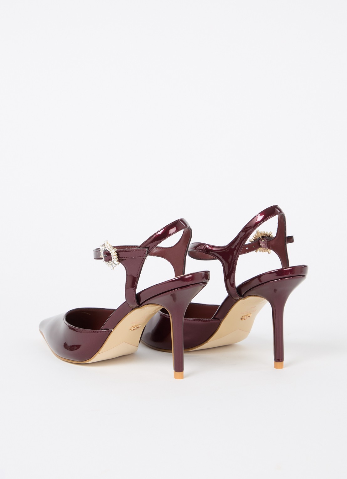 Dune London Channel sandalette met strass - achterkant 5 bordeauxrood