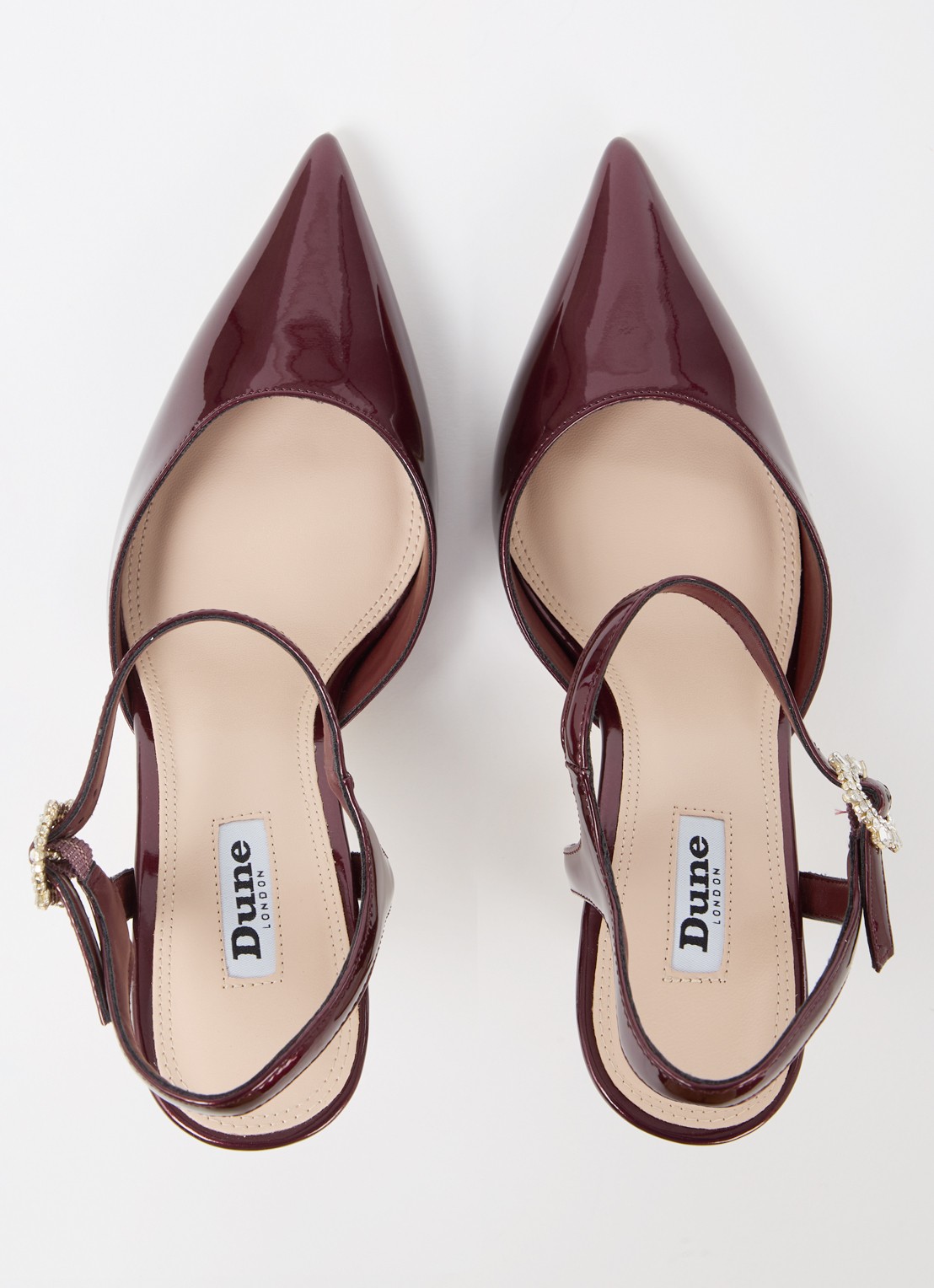 Dune London Channel sandalette met strass - detail 3 bordeauxrood