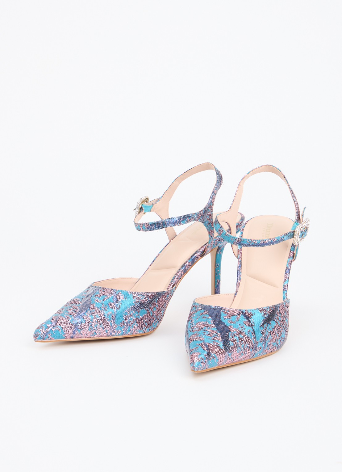 Dune London Channel sandalette met strass - detail 3 aquablauw