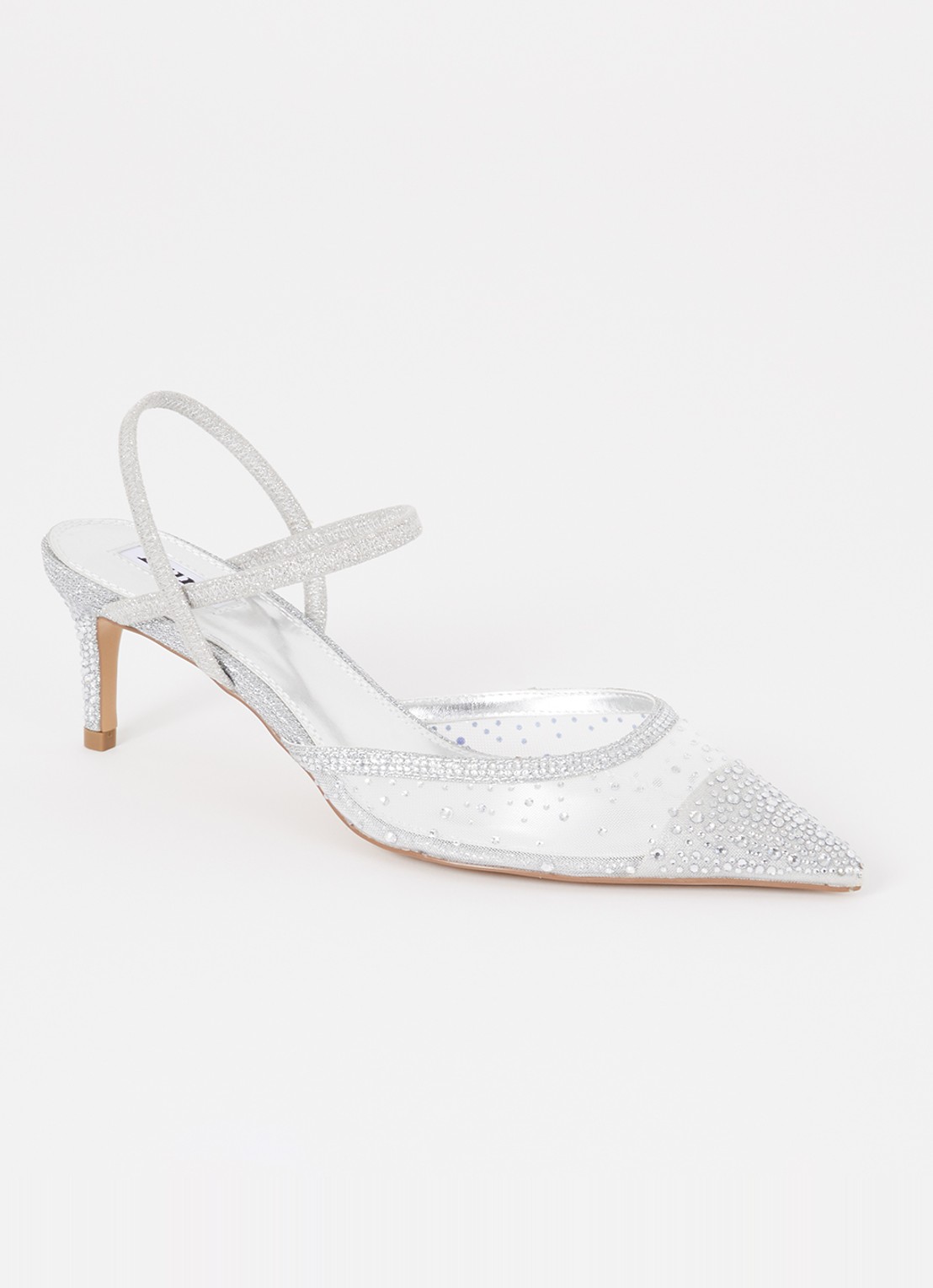 Dune London Charismatic slingback met strass - voorkant 2 zilver