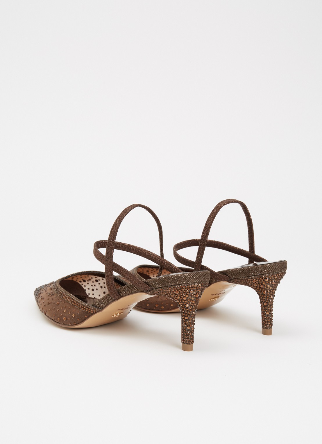 Dune London Charismatic slingback met strass - achterkant 5 donkerbruin
