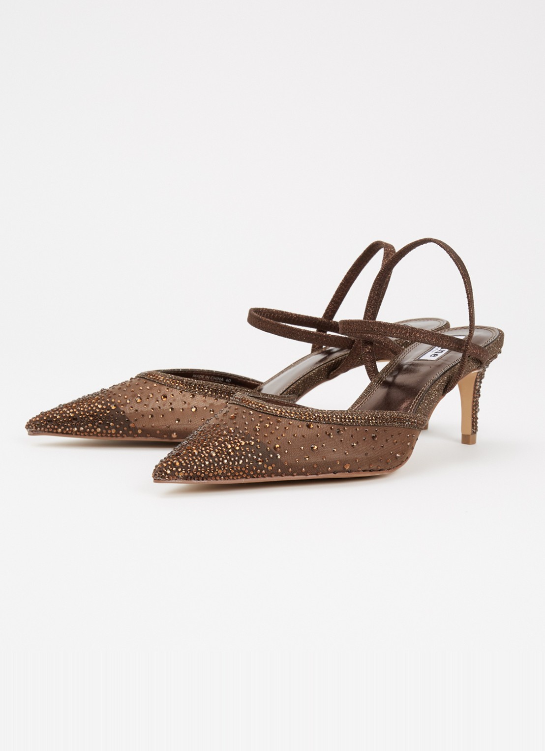 Dune London Charismatic slingback met strass - detail 2 donkerbruin