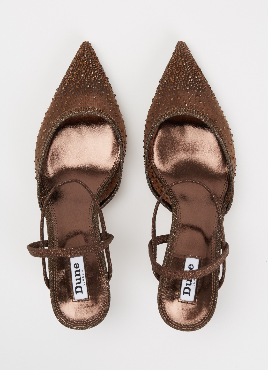 Dune London Charismatic slingback met strass - detail 3 donkerbruin
