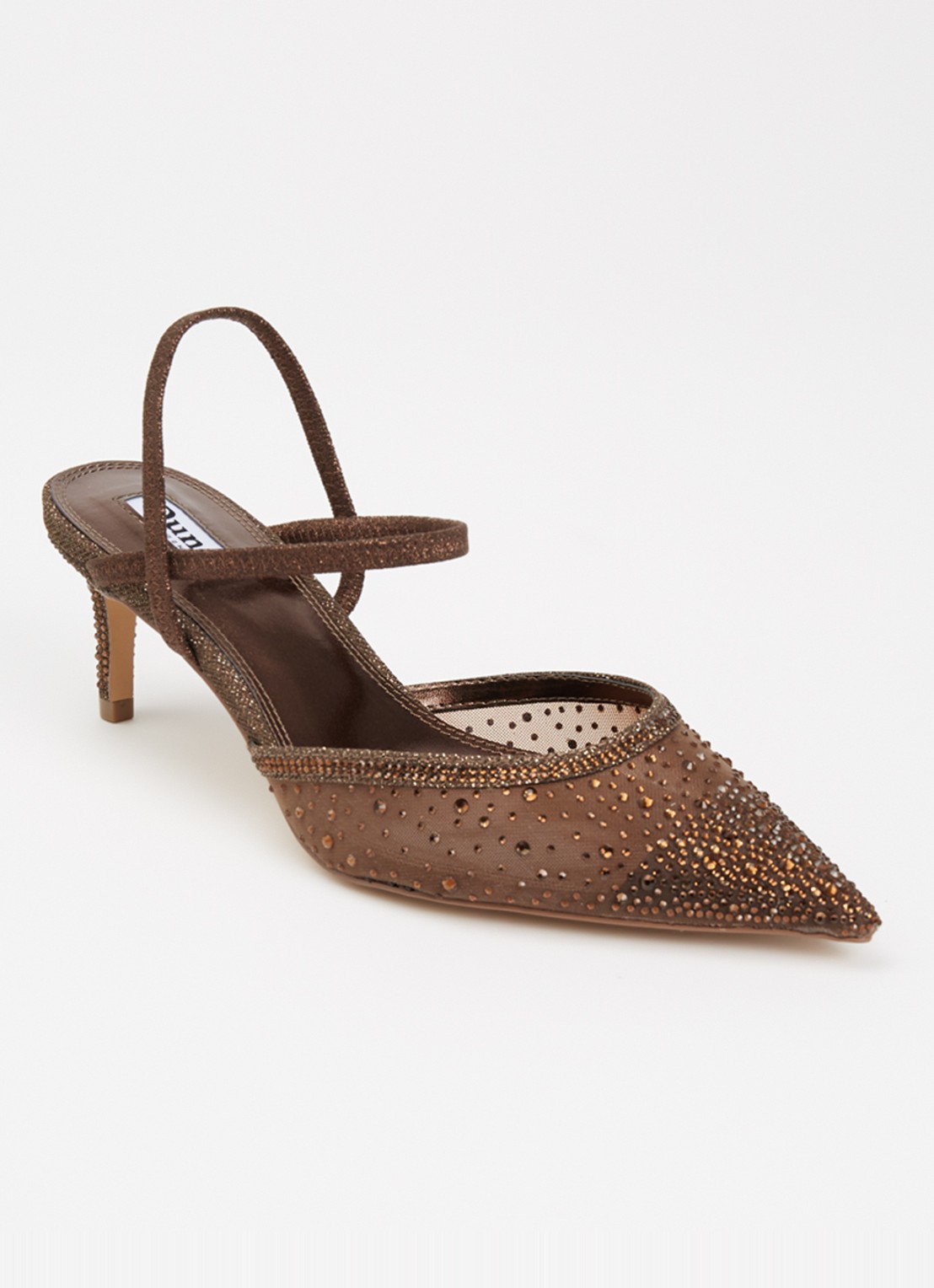 Dune London Charismatic slingback met strass - voorkant donkerbruin