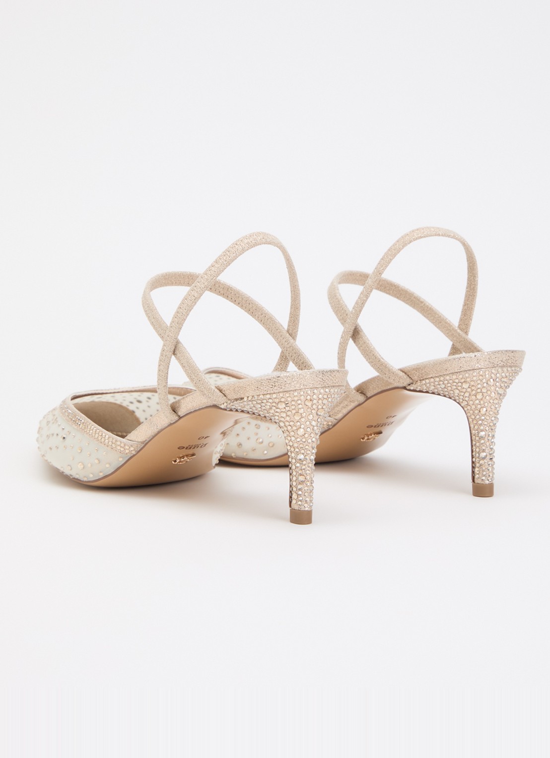Dune London Charismatic slingback met strass - achterkant 5 goud