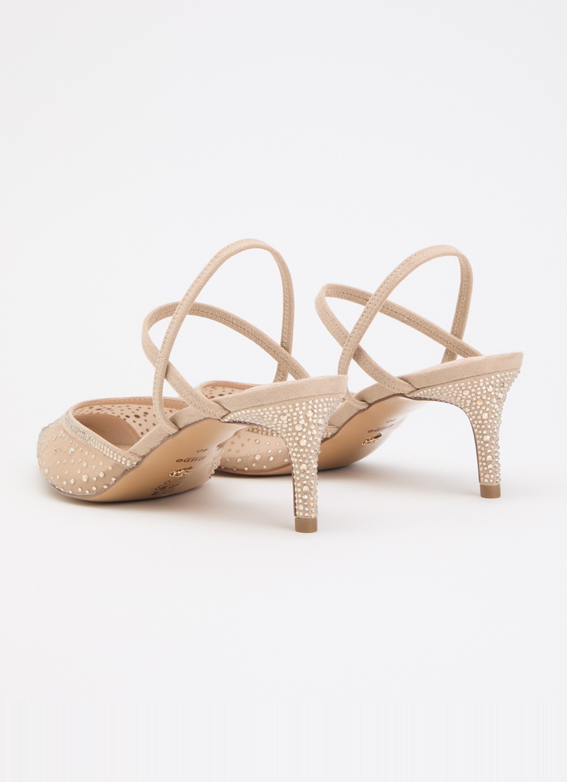 Dune London Charismatic slingback met strass - achterkant 4 donkerbeige