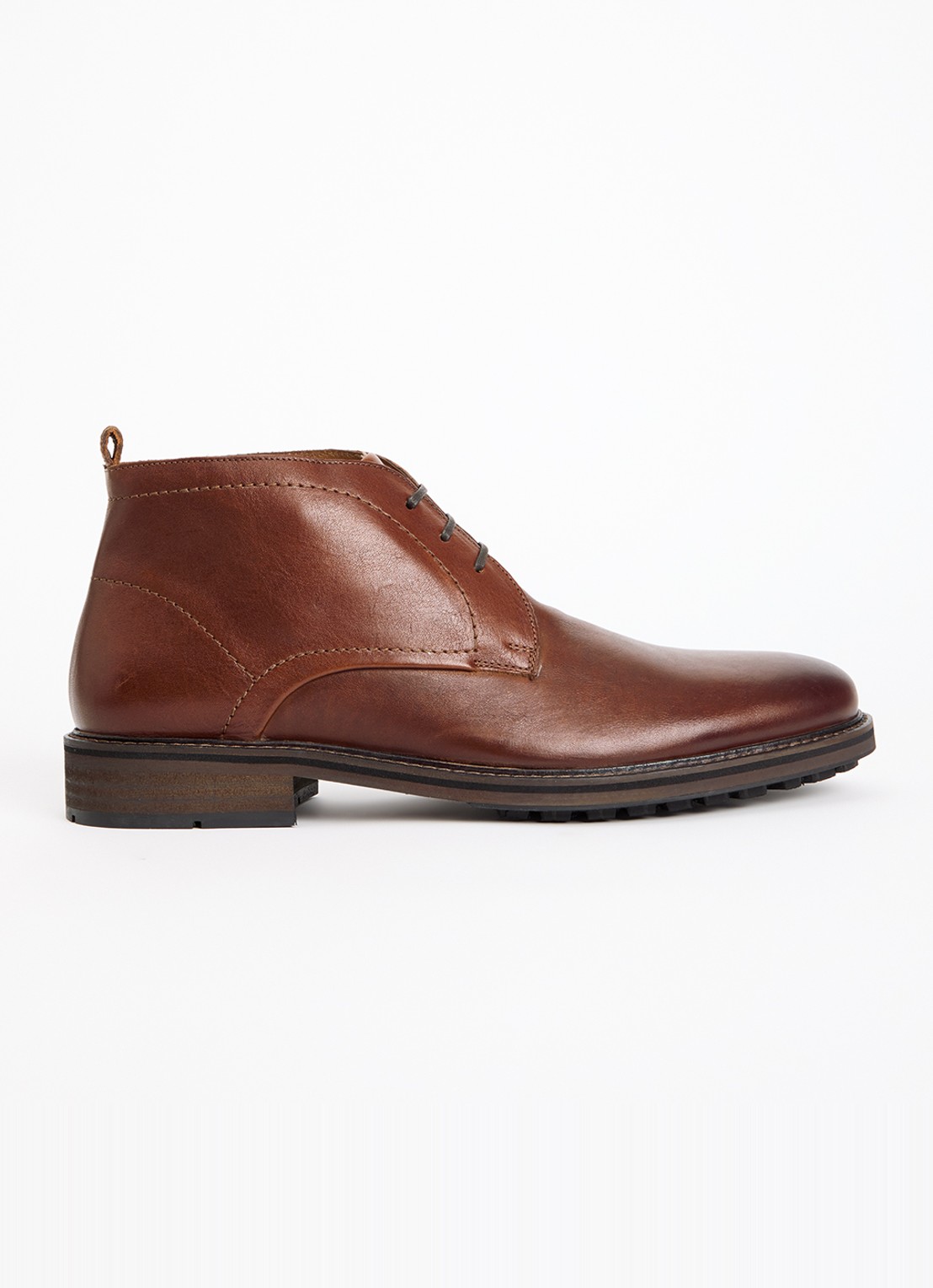 Dune London Charleys veterschoen van leer - voorkant roodbruin